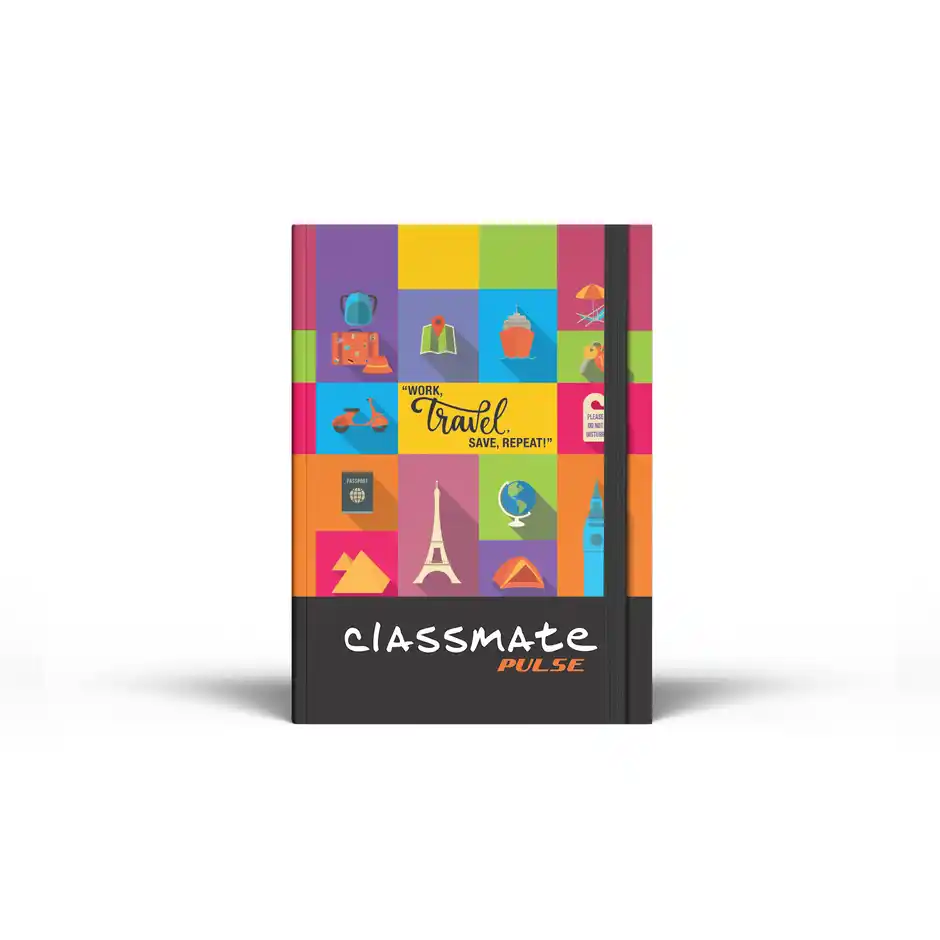 Classmate Pulse Unruled Hard Cover Notebook (A5, 80 GSM, Assorted Design)
